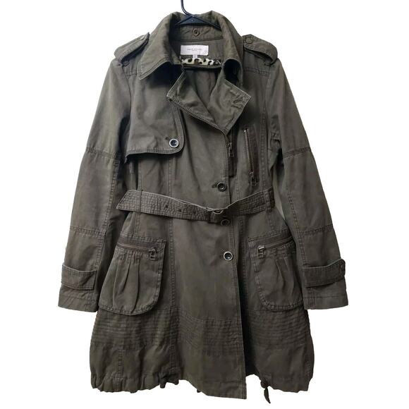Karen Millen Military Trench Olive Green Coat Size 10